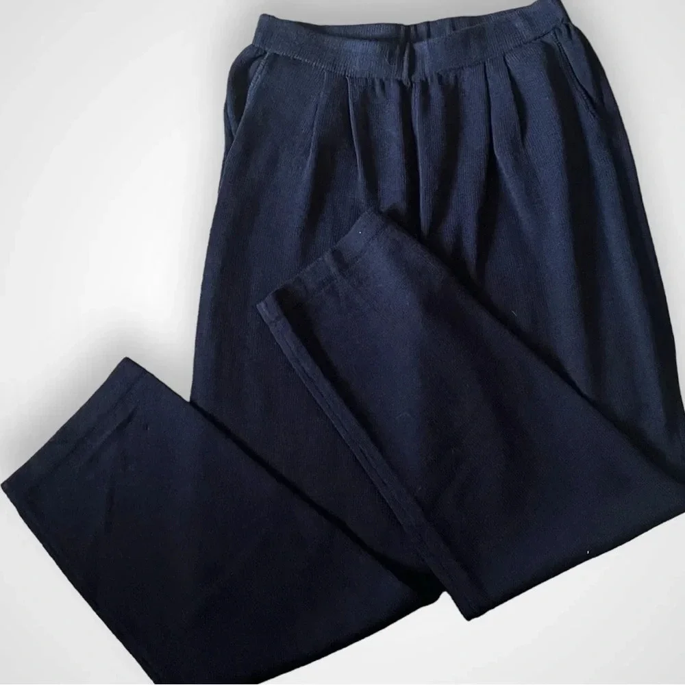 ST. JOHN COLLECTION BY MARIE GRAY Women's Navy Knit Wide Leg Pants Size 14 | EUC - Picture 2 of 10